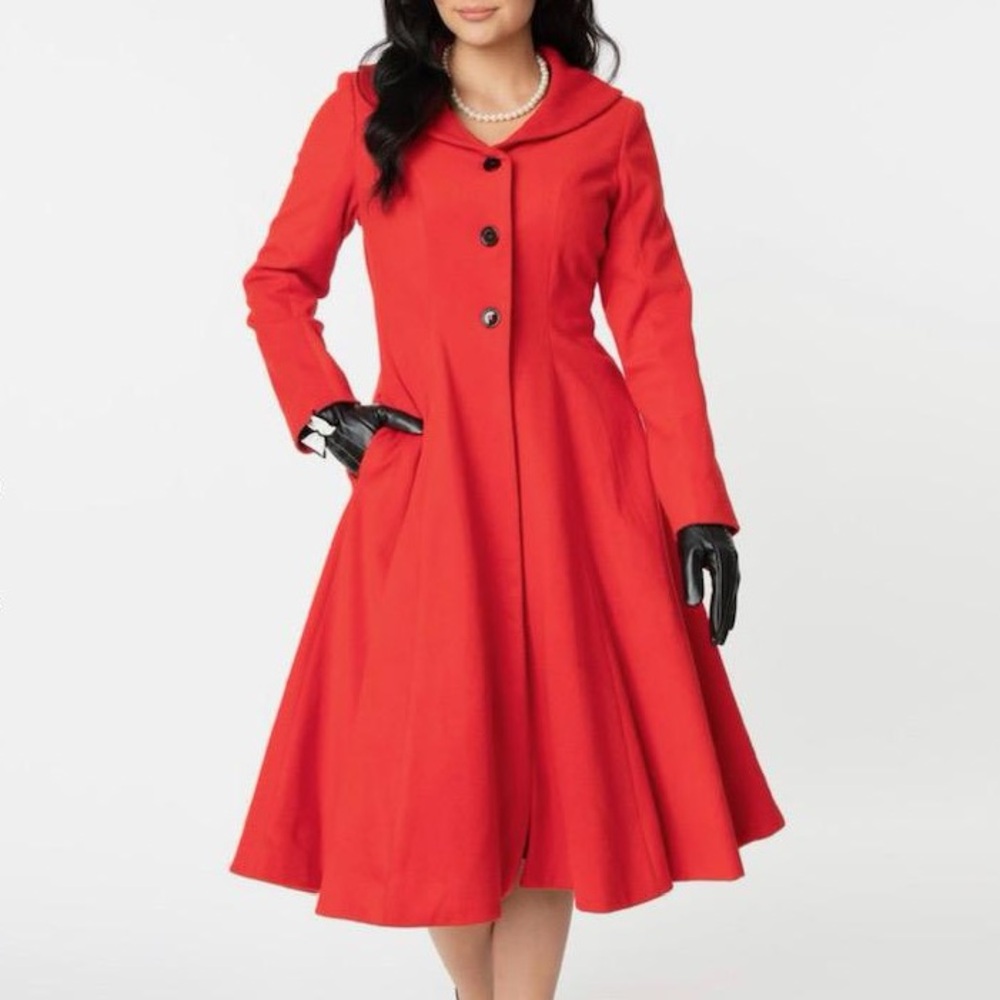 Like New Unique Vintage 1950s Style Red Dorian Swing Coat